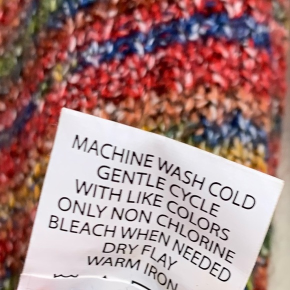 Rainbow Knit Y2k Open Knit Scoop Neck Long Sleeve Funky Pullover Sweater Medium - Picture 7 of 7